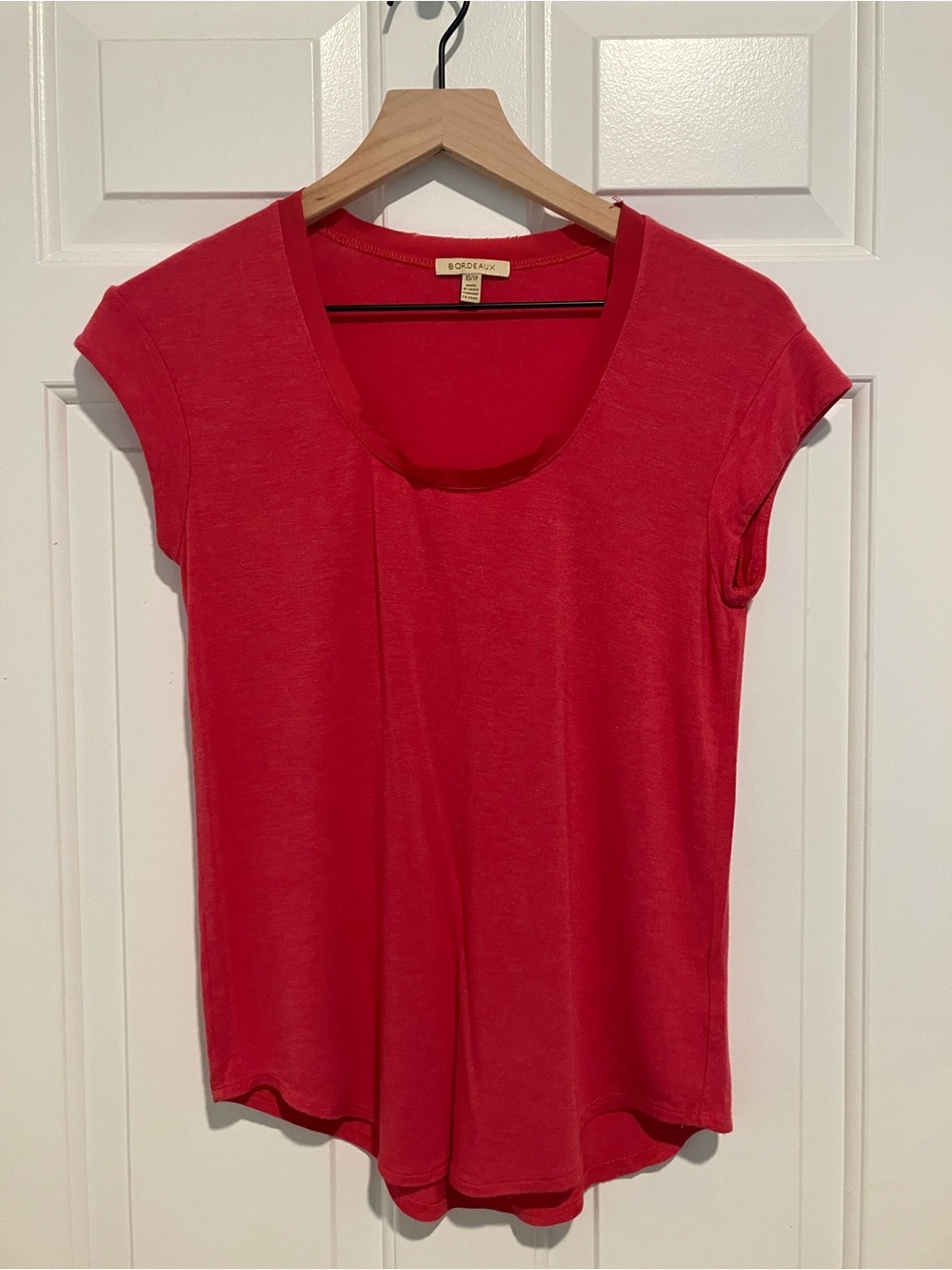 Anthropologie Bordeaux Red Scoop Neck Short Sleeve Tee